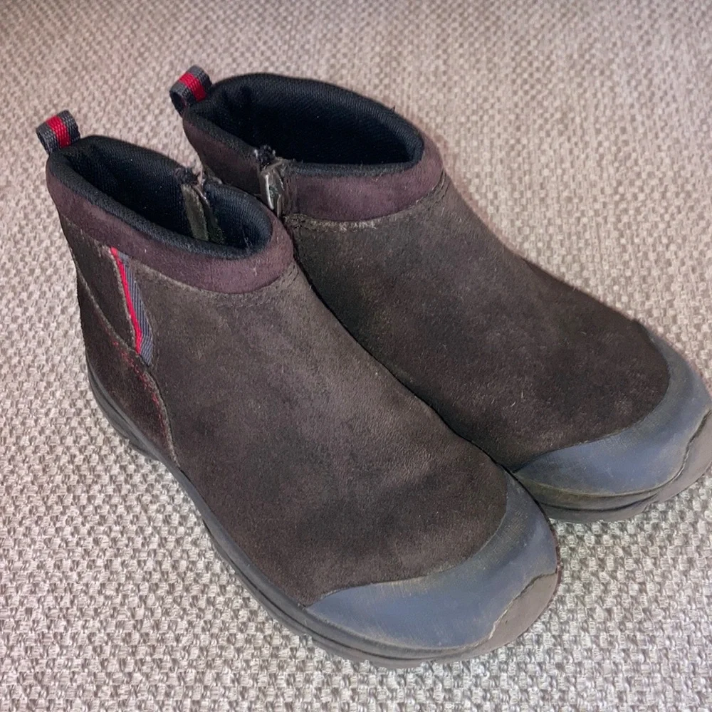 LANDS END All Weather Zip Pull On Suede Leather Toddler Boots Brown Size 11